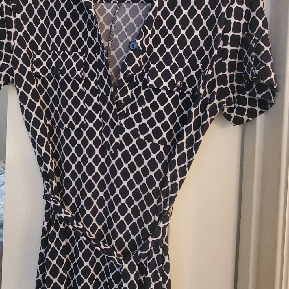 Navy blue dress, with belt